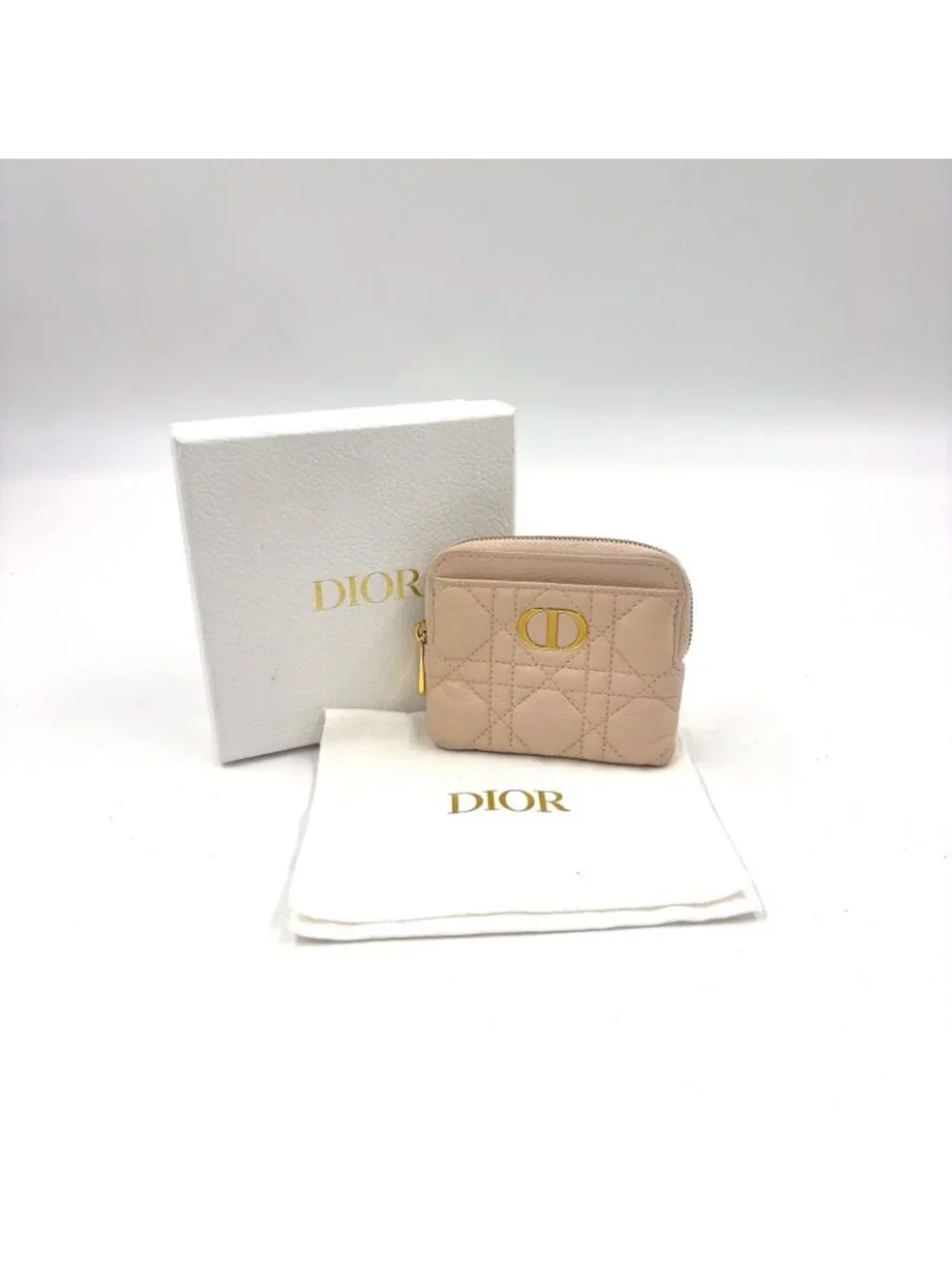 Dior Cannage Leather Light Pink Wallet Gold